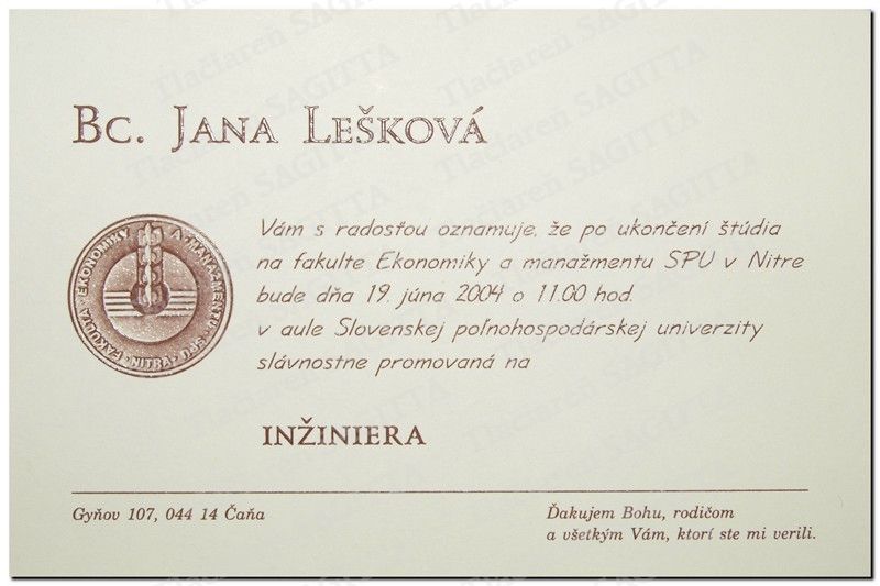 Promočné oznámenie vzor 6