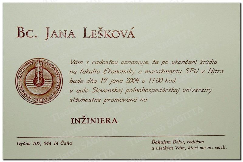 Promočné oznámenie vzor 8