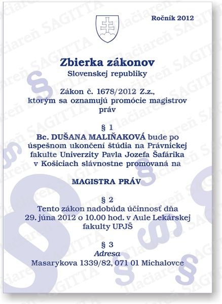 Promočné oznámenie vzor 110