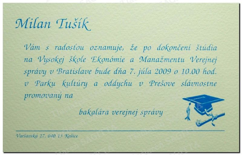 Promočné oznámenie vzor 45