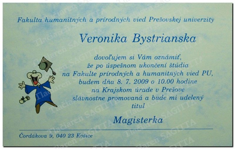 Promočné oznámenie vzor 55