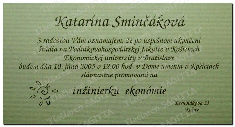Promočné oznámenie vzor 65
