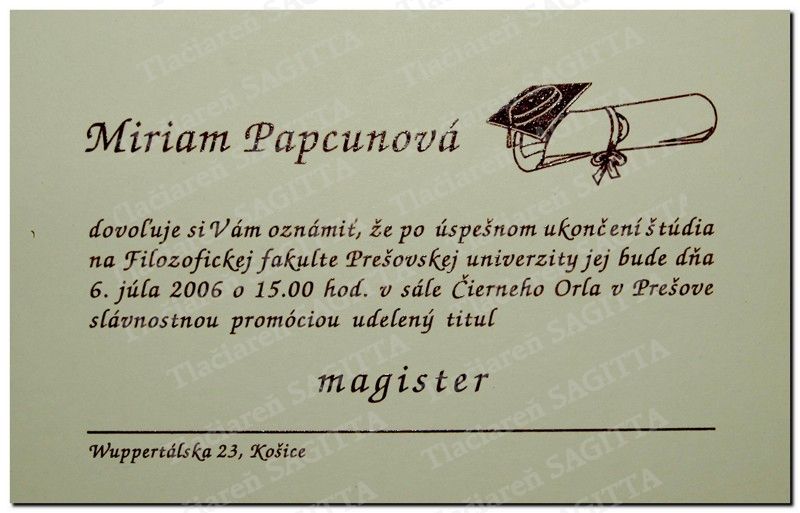 Promočné oznámenie vzor 66