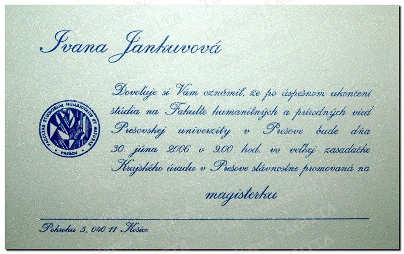 Promočné oznámenie vzor 73