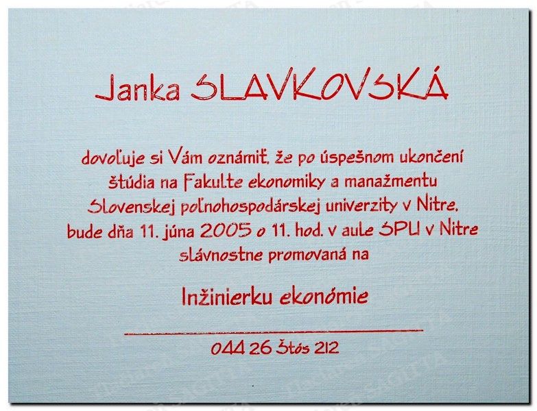 Promočné oznámenie vzor 84